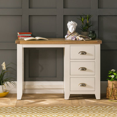 The Furniture Market Cheshire Cream Painted 3 Drawer Pedestal Dressing Table - image 1