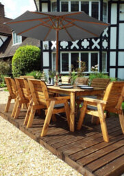 Charles Taylor Trading Charles Taylor 8 Seater Wooden Rectangular Dining Table & Chairs Parasol Grey