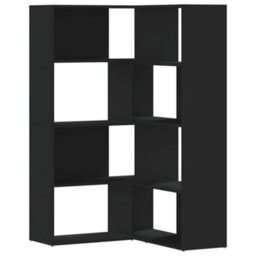 Berkfield Elegant Corner Bookcase 4-Tier Black 85X85X140 Cm Engineered Wood - thumbnail 1