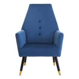 Orsina Midnight Velvet Button Chair, Highback Velvet Buttoned Chair, Long-Lasting Velvet Dining Armchair - thumbnail 1