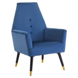 Orsina Midnight Velvet Button Chair, Highback Velvet Buttoned Chair, Long-Lasting Velvet Dining Armchair - thumbnail 2