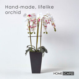 Homescapes Artificial White Handcrafted Oriental Style Orchid In A Black Pot, 70 Cm - thumbnail 2