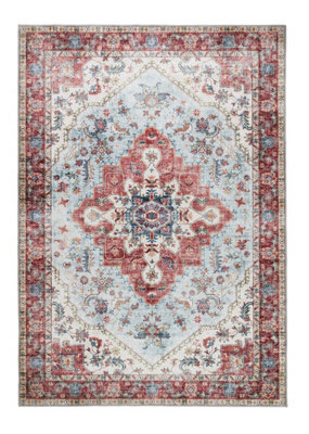 Washable Rug, Bordered Rug, Floral Traditional Rug, Persian Rug For Bedroom, Living Room, & Dining Room-160Cm X 230Cm - image 1