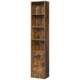 Ledrem 6-Tier Tall Bookcase, Bookshelf, Book Shelf With Door, Open Storage Shelf, 24 X 31.8 X 175 Cm, Rustic Brown - thumbnail 2