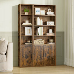 Ledrem 6-Tier Tall Bookcase, Bookshelf, Book Shelf With Door, Open Storage Shelf, 24 X 31.8 X 175 Cm, Rustic Brown - thumbnail 5