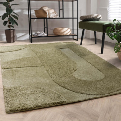 Furniturebox Uk Rift Green Carved Arches Rug 160X230 - image 1