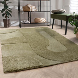 Furniturebox Uk Rift Green Carved Arches Rug 160X230 - thumbnail 1