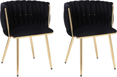 Hygrad Built to Survive Set Of 2 Velvet Dining Chairs Luxury Gold Legs Padded Velvet Dining Office Chair - image 1