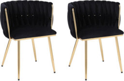 Hygrad Built to Survive Set Of 2 Velvet Dining Chairs Luxury Gold Legs Padded Velvet Dining Office Chair - thumbnail 1