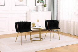 Hygrad Built to Survive Set Of 2 Velvet Dining Chairs Luxury Gold Legs Padded Velvet Dining Office Chair - thumbnail 2