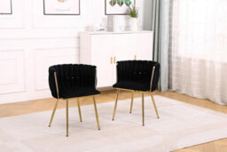 Hygrad Built to Survive Set Of 2 Velvet Dining Chairs Luxury Gold Legs Padded Velvet Dining Office Chair - thumbnail 3