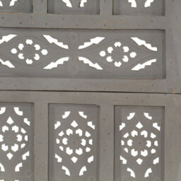 Berkfield Classic Hand Carved 5-Panel Room Divider Grey 200X165 Cm Solid Mango Wood - thumbnail 4