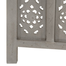Berkfield Classic Hand Carved 5-Panel Room Divider Grey 200X165 Cm Solid Mango Wood - thumbnail 5