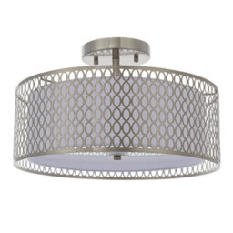 Anson Lighting Cuba 3Lt Flush Light Finished In Satin Nickel Plate, White Fabric And Frosted Glass - thumbnail 2