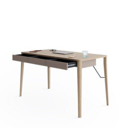 Arte Stylish Beige & Light Oak Desk H770mm W1390mm D710mm - Modern Design With Three Drawers - thumbnail 2