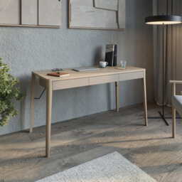 Arte Stylish Beige & Light Oak Desk H770mm W1390mm D710mm - Modern Design With Three Drawers - thumbnail 4