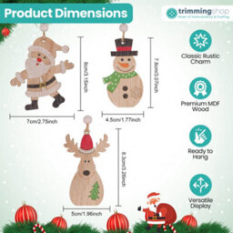 Neel Blue Wooden Christmas Tree Ornaments - Pack Of 9 - thumbnail 2