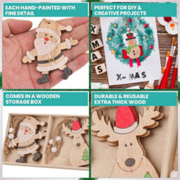 Neel Blue Wooden Christmas Tree Ornaments - Pack Of 9 - thumbnail 8