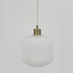 First Choice Lighting Set Of 2 Bento - White Ribbed Glass With Satin Brass Pendant Fittings - thumbnail 6