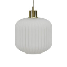 First Choice Lighting Set Of 2 Bento - White Ribbed Glass With Satin Brass Pendant Fittings - thumbnail 7