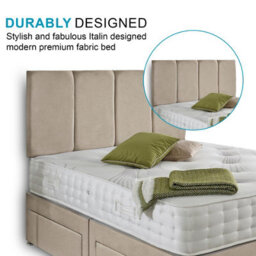Dining Tables Zanzibar Headboard Divan Set , 2 Drawer On Same Side With Sprung 1500 Comfort Mattress - Plush Almond - Double - thumbnail 3