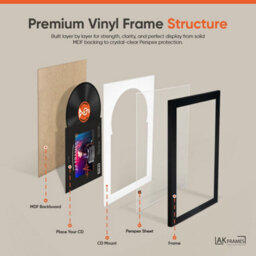 "AK Frames 25X17"" Light Oak Modern Vinyl Record Frame With Black Mount For 12 Inch Lp Cover & Disc - Overlapped Design" - thumbnail 6