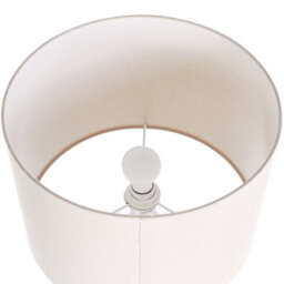 Beliani Table Lamp White Ceramic Base Beige Fabric Shade Bedside Lamp For Living Room And Hallway - thumbnail 3