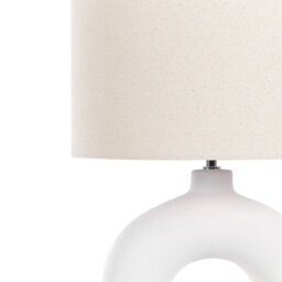 Beliani Table Lamp White Ceramic Base Beige Fabric Shade Bedside Lamp For Living Room And Hallway - thumbnail 4