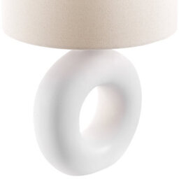 Beliani Table Lamp White Ceramic Base Beige Fabric Shade Bedside Lamp For Living Room And Hallway - thumbnail 5