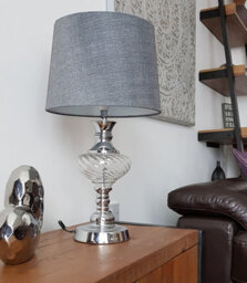 K Living Witney Chrome And Glass Table Lamp, Charcoal - thumbnail 4
