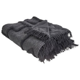 Beliani Blanket Chack Cotton 200 X 220 Cm Dark Grey - thumbnail 1