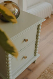 Statement Furniture Cromwell Bedside Table With Bobbin Design - Pale Olive - thumbnail 3