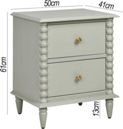 Statement Furniture Cromwell Bedside Table With Bobbin Design - Pale Olive - thumbnail 2