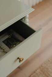 Statement Furniture Cromwell Bedside Table With Bobbin Design - Pale Olive - thumbnail 4