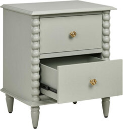 Statement Furniture Cromwell Bedside Table With Bobbin Design - Pale Olive - thumbnail 6