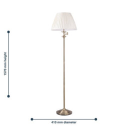 First Choice Lighting Antique Brass Swing Arm Floor Lamp With White Pleated Shade - thumbnail 9
