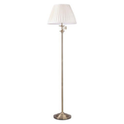 First Choice Lighting Antique Brass Swing Arm Floor Lamp With White Pleated Shade - thumbnail 2