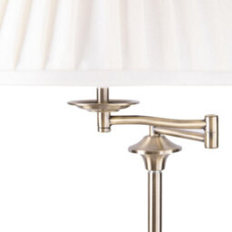 First Choice Lighting Antique Brass Swing Arm Floor Lamp With White Pleated Shade - thumbnail 4