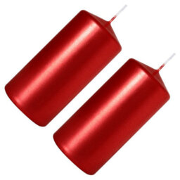 SolaDirect Pillar Candles, Pack Of 2, Unscented, Long Burning Time, 10 X 5 Cm / 4 X 2 In (Red, Metallic) - thumbnail 8
