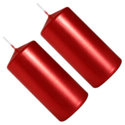 SolaDirect Pillar Candles, Pack Of 2, Unscented, Long Burning Time, 10 X 5 Cm / 4 X 2 In (Red, Metallic) - thumbnail 6