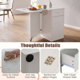 White Extendable Office Desk For Study Dining Room Folding Dining Table With Wheels - thumbnail 5