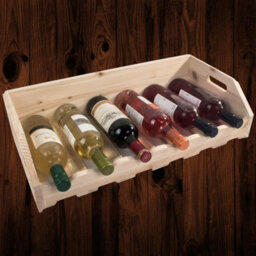 Woodeedoo Wooden Wine Rack Tray 6 Bottle Capacity Natural Pine Countertop Storage Holder With Cut Out Handles 60 X 30 X 15 Cm - thumbnail 1