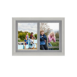 AK Frames 20X14 Light Grey Classic Multi Photo Frame With Mid Grey Mount - Holds 2 Apertures (2X) A4 Photos - thumbnail 1