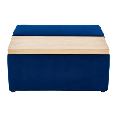 Thehotsale Storage Ottoman Stool Velvet Upholstered Hinged Lid Storage Ottoman Stool In Blue - image 1