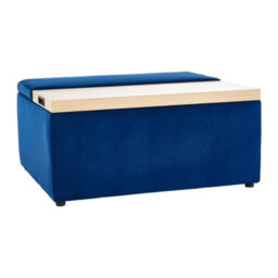 Thehotsale Storage Ottoman Stool Velvet Upholstered Hinged Lid Storage Ottoman Stool In Blue - thumbnail 3