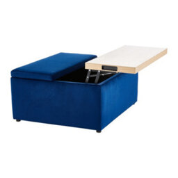 Thehotsale Storage Ottoman Stool Velvet Upholstered Hinged Lid Storage Ottoman Stool In Blue - thumbnail 6