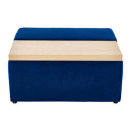 Thehotsale Storage Ottoman Stool Velvet Upholstered Hinged Lid Storage Ottoman Stool In Blue - thumbnail 1