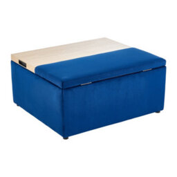 Thehotsale Storage Ottoman Stool Velvet Upholstered Hinged Lid Storage Ottoman Stool In Blue - thumbnail 4