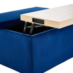Thehotsale Storage Ottoman Stool Velvet Upholstered Hinged Lid Storage Ottoman Stool In Blue - thumbnail 8