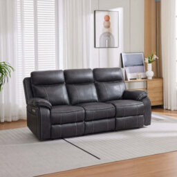 More4Homes Vinson Electric Recliner 1+2+3 Seater Sofa Set Air Leather With Speakers & Usb-C Charging (Charcoal) - thumbnail 3